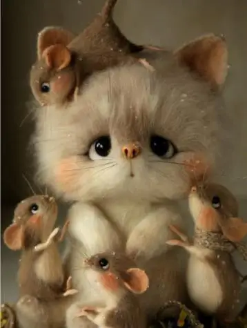 

5D круглая Алмазная Вышивка Кот и мышь, алмазная живопись, вышивка крестиком, мозаика из мультфильмов, полноразмерное/Круглое украшение для ...