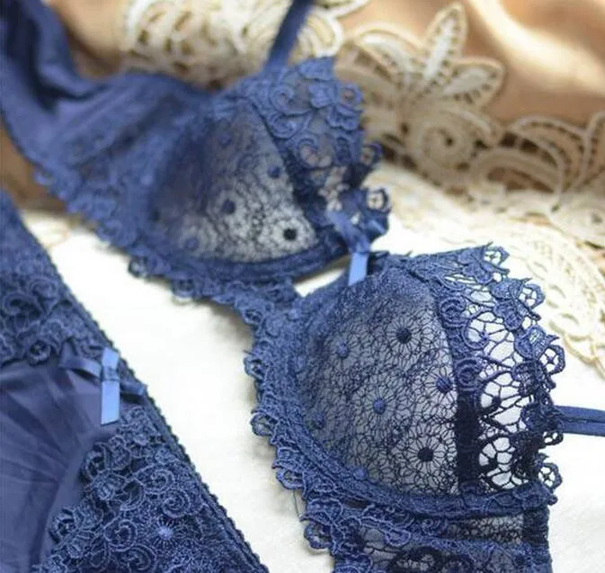Sexy Women Underwear Set 1/2 cup Lace Bra Briefs set ladies lingerie lenceria Plus Size Ultra-thin Plunge | Женская одежда