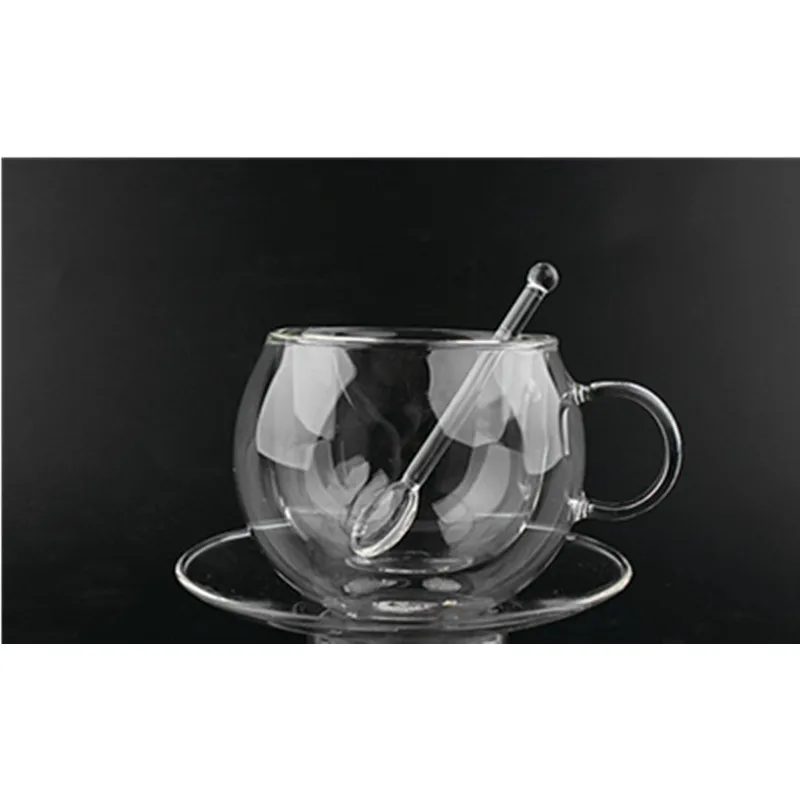 LIRUIKA Double Wall Glass Coffee Mugs Tea Milk Cups Beer Glasses Creative Drinkware With Spoon And Dish Gift Home Accessories | Дом и сад