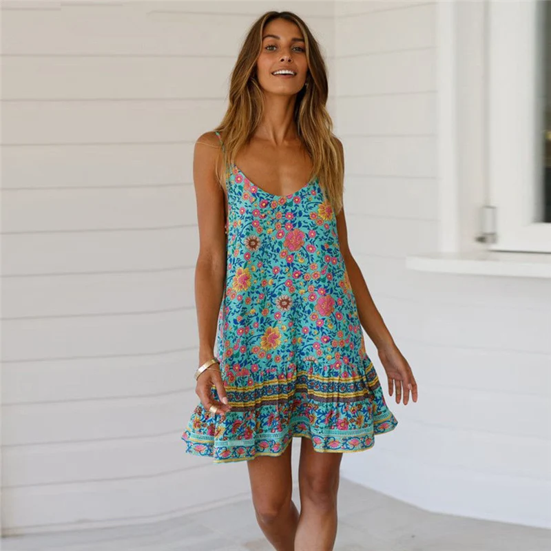 Женское платье без рукавов свободное короткое повседневное шифоновое с