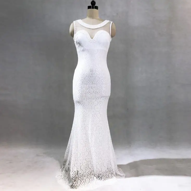 

SVKSBEVS Luxury Crystal 2019 O Neck Lace Mermaid Long Dresses Elegant Party Bodycon Illusion Backless Maxi Dress