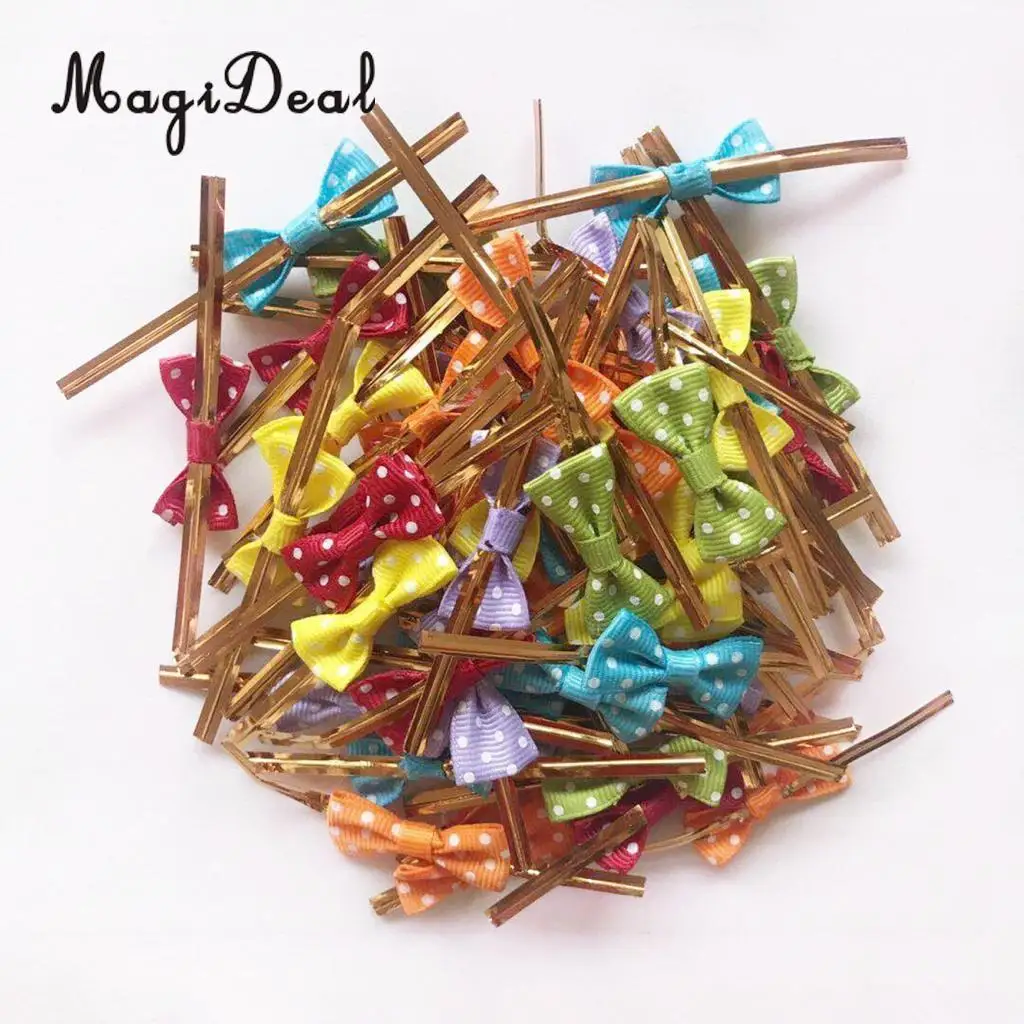 MagiDeal 50 Pieces Bowknot Sealing Wire Bakery Packing Cake Decoration Bow Twist Tie for DIY Art Craft Projects #2 | Дом и сад