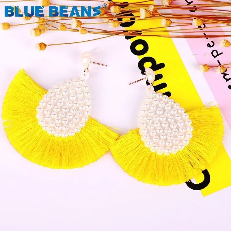 Серьги с кисточками Boho мода имитация жемчуга для женщин ювелирные изделия