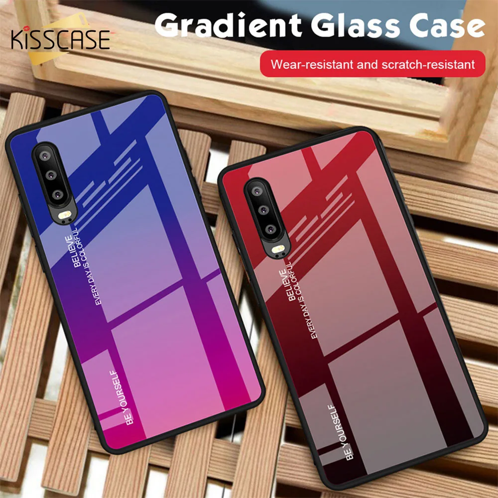 Чехол для телефона KISSCASE с градиентом Huawei P30 P20 P10 Pro Lit Mate 20 10 Lite P Smart чехол из