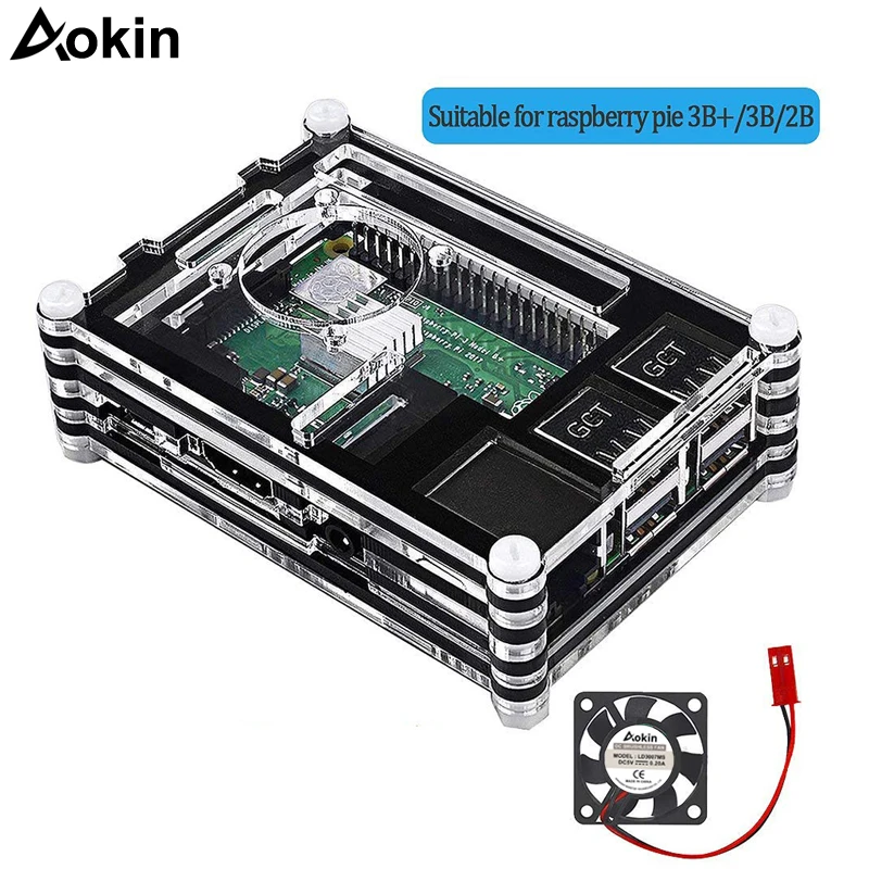 Чехол Aokin для Raspberry Pi 3 9 слоев акриловый чехол с охлаждающим
