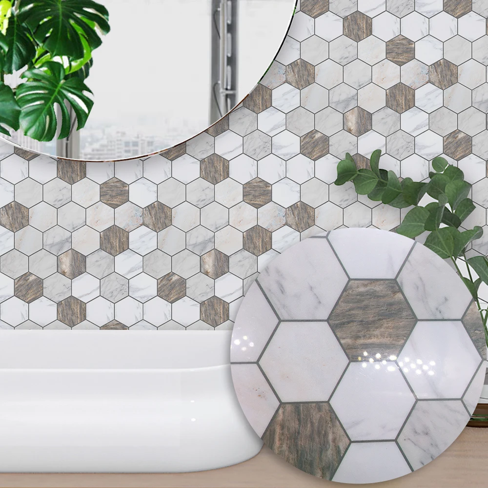 15*15 см/20*20 см ПВХ водостойкие самоклеющиеся обои мебель коричневый и белый мрамор