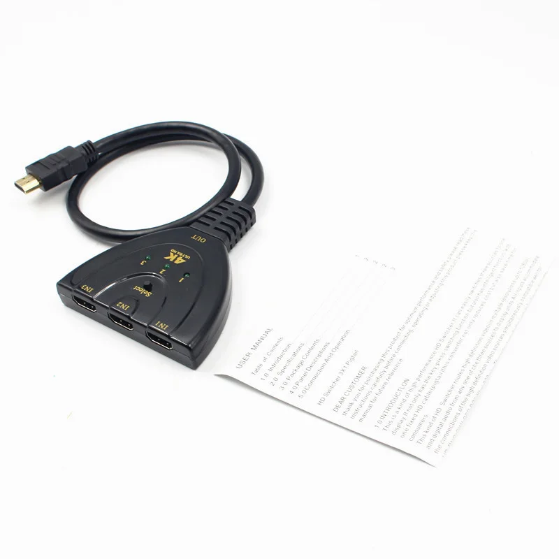 3X1 4K * 2K HDMI сплиттер 3 порта переключатель переходник разветвитель конвертер для