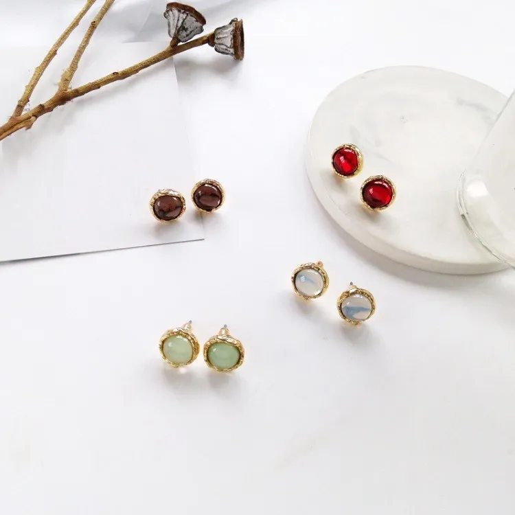 Серьги-гвоздики с эпоксидной смолой для девочек простой геометрический узор