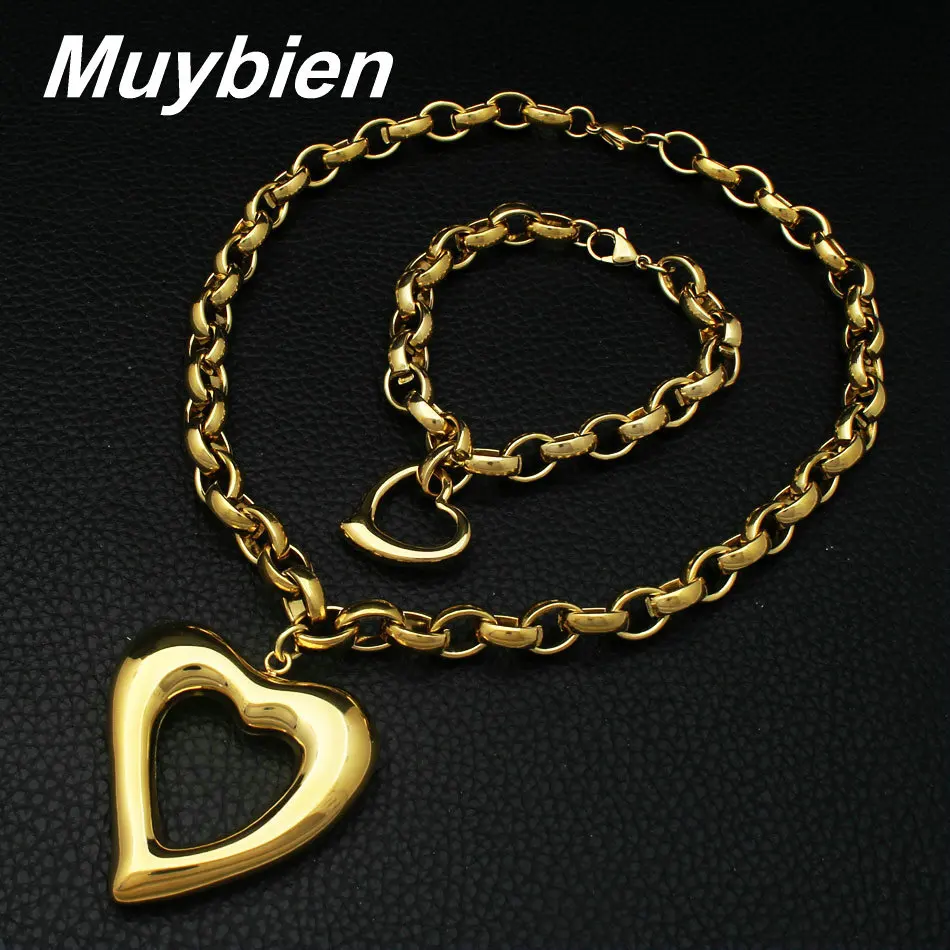 Newest Fashion Jewelry Stainless Steel Sets Heart Pendant Necklace Earrings For women &amp girls SFXJBDDC | Украшения и