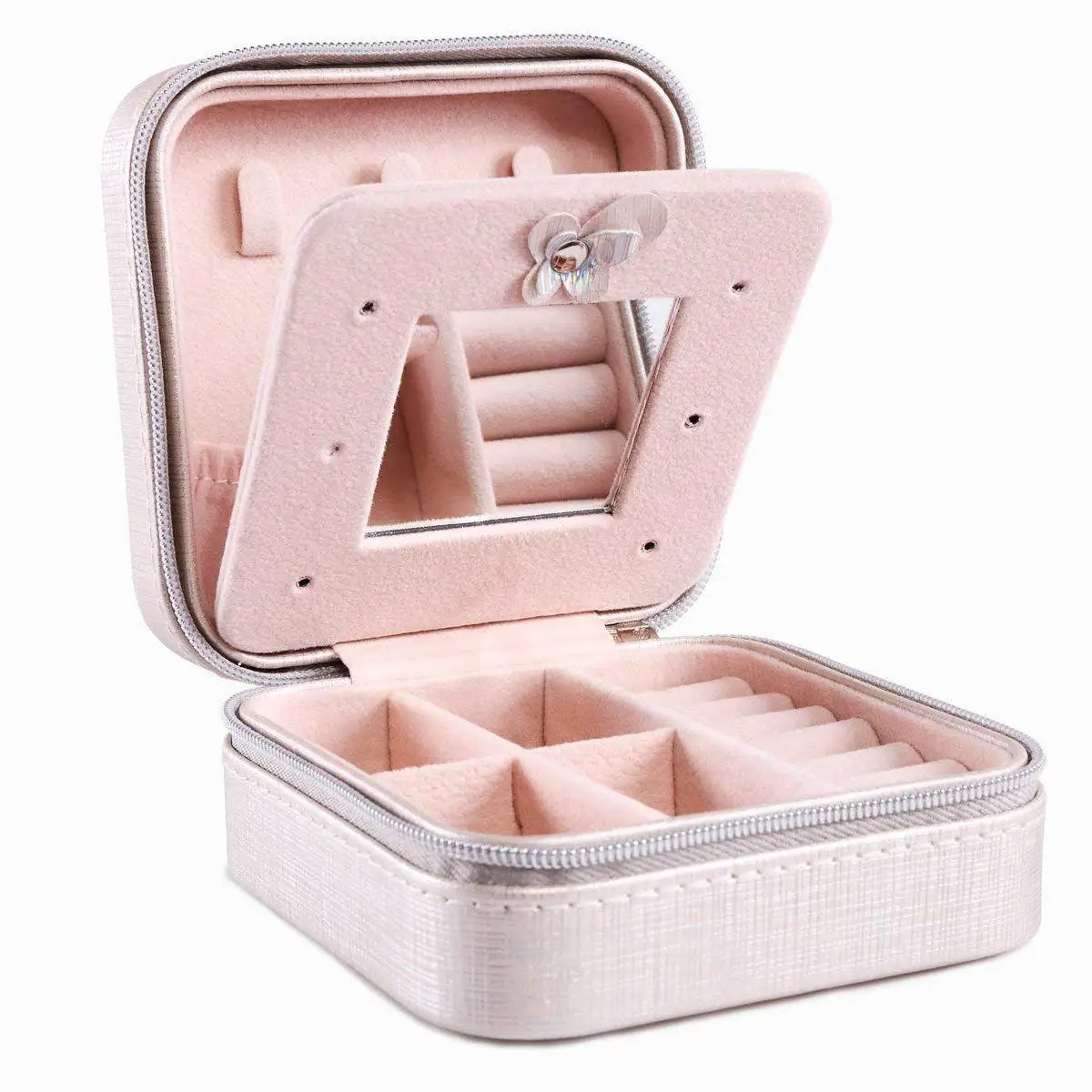 

Portable Jewelry Tools Case For Travel Earring Ring Necklace Accessories Organizer Box with Zipper