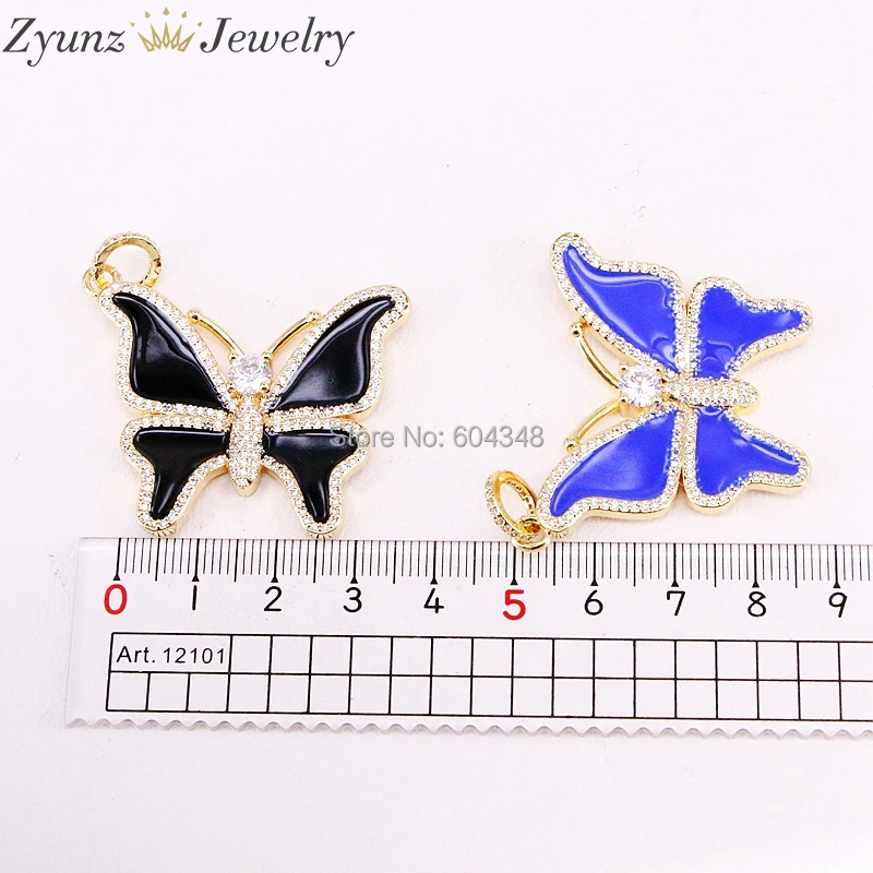 

5 Strands ZYZ328-1871 Micro Pave CZ enamel pendant necklace butterfly pendant jewelry beautiful pendant jewelry