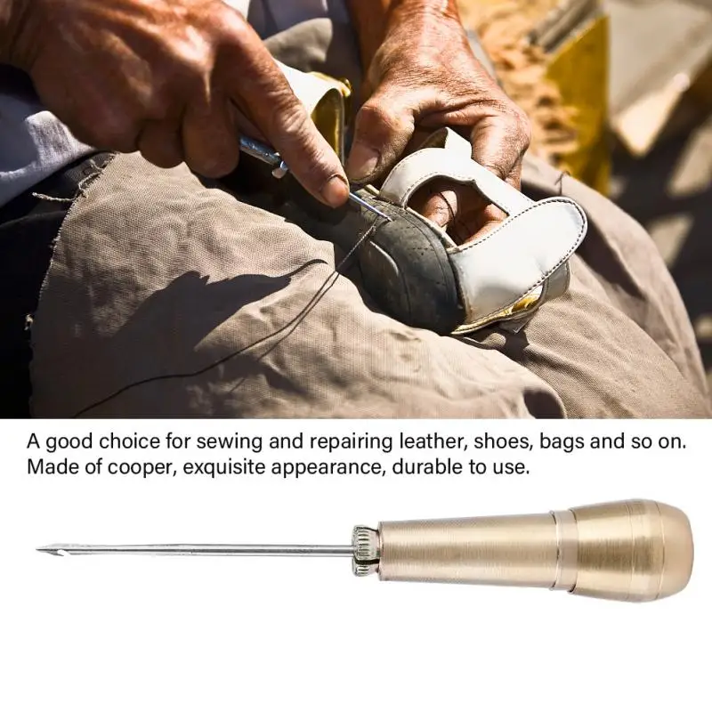  Leather Tent Sewing Awl Tool Punch Needles Copper Handle Stitcher Crochet Line | Дом и сад