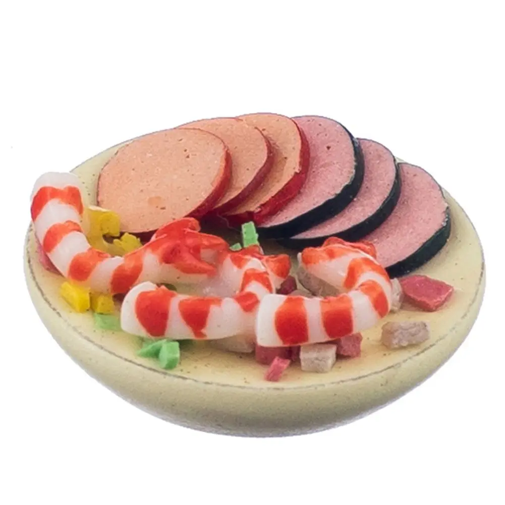 1:12 салата из морской еды на тарелке кукольный домик миниатюрный пищевой