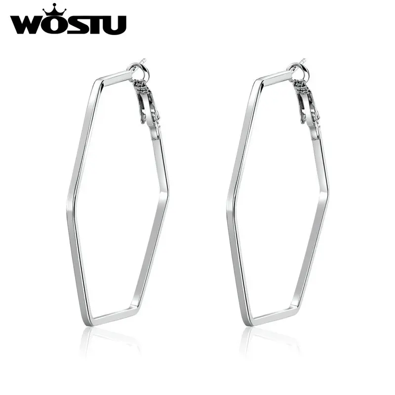 Женские серьги с шестигранной подвеской WOSTU свадебные ювелирные изделия в