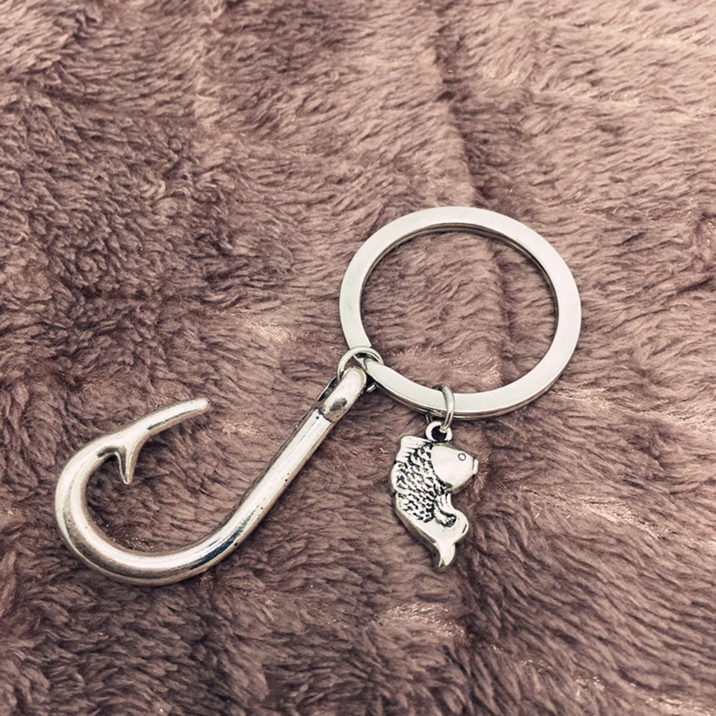 1pc Fishing Hook Keychain Charm Fashion Cool Car Keyring Purse Bag Pendant Decoration Keyfob Creative Gift | Украшения и