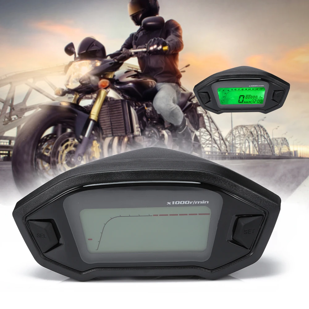 Универсальный спидометр для мотоцикла ЖК дисплей Водонепроницаемый 0 14000 об/мин с