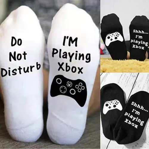 1 пара черно белых новинок не беспокоить я играю в Xbox забавные носки для мужчины и