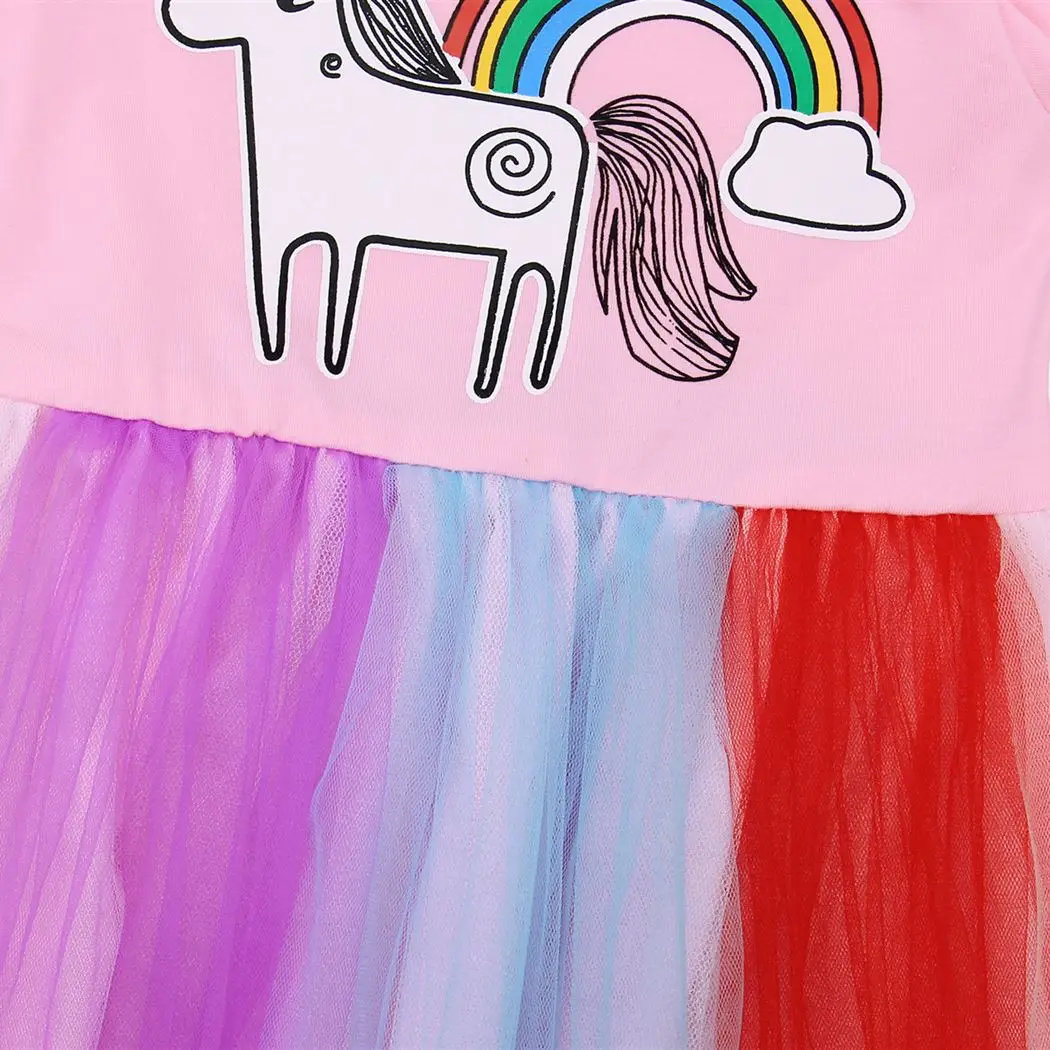 AmzBarley Girls Rainbow Unicorn Tutu Outfits Cute Princess Long Sleeve Fluffy Tulle Birthday Fancy Dress Up Party Dresses | Детская