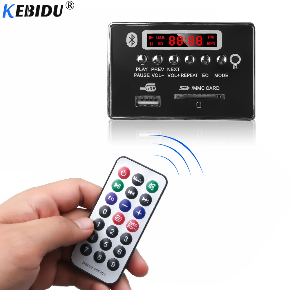 Автомобильный MP3 плеер KEBIDU USB встроенный Bluetooth Hands free декодер плата модуль