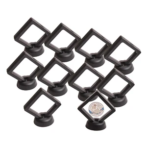 Витрина для монет, набор из 10 3D держателей с плавающей рамкой, подставки для монет, медальонов АА, ювелирных украшений черного цвета