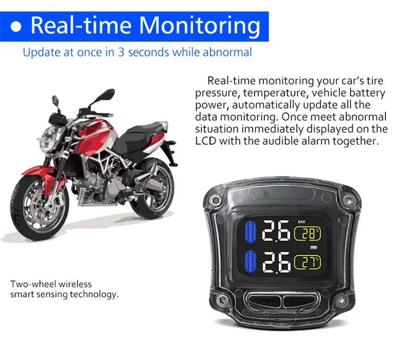 CAREUD M3-B Wireless Motorcycle TPMS Tire Pressure Monitoring System Sensor 2019 | Автомобили и мотоциклы