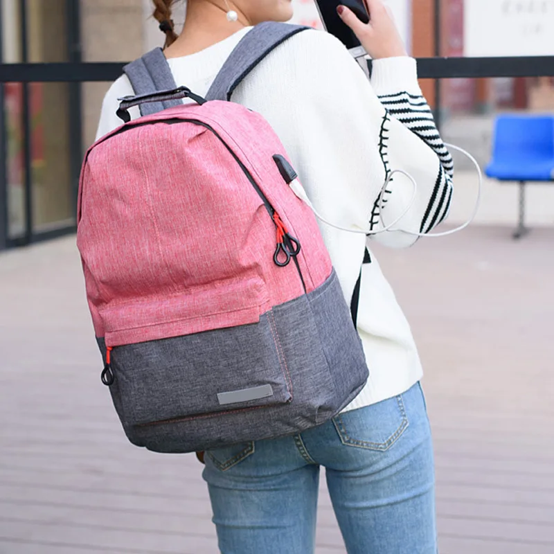 Bagpack Women College Canvas Backpack usb Charger Charging Schoolbag for Laptop Backpacks Men Back Pack School Bag Girls | Багаж и сумки