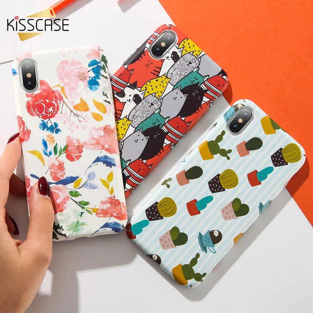 Чехол KISSCASE с милым рисунком для iPhone 7 8 6 6S Plus X расписанные вручную чехлы телефонов