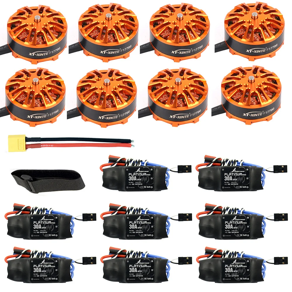 

DIY 8-axle Quadcopter Motor Combo 8pcs 3508 700kv Motor + 8pcs Platinum 30A ESC + XT60 Connector+Fastening Tape Parts