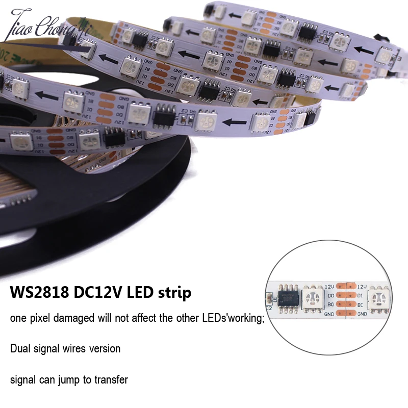 5 м 300 светодиодов 100 пикселей WS2818 DC12V 5050 RGB полноцветная светодиодная лента