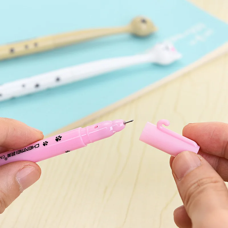 4PCS New 0.5mm Cute Candy Color Footprint Cat Gel Ink Pens Maker Pen School Office Supply Escolar Papelaria Student Prize | Канцтовары
