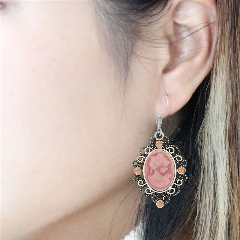 Oval Lady Queen Cameo Crystal Jewelry Set Antique Silver Plated Necklace Earrings Bracelet Fashion TS463 | Украшения и аксессуары