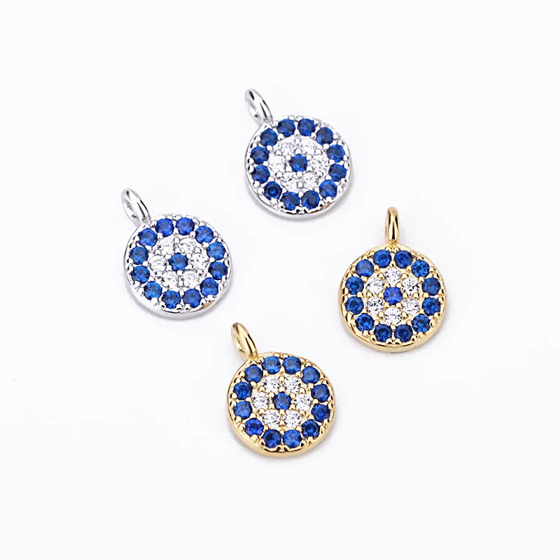 925 Sterling Silver Color Personality Devil's Eye Micro-inlaid Zircon Round Connection Pendant DIY Bracelet Necklace Accessories