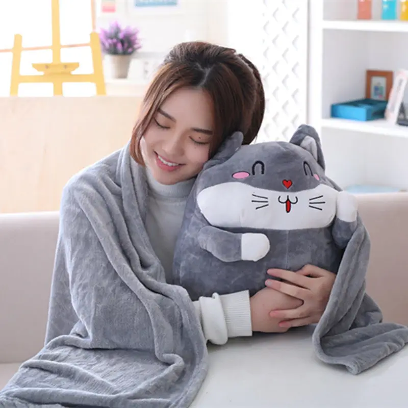 1 шт. 40 см Kawaii плюшевая свинья кошка Подушка подушка с набивкой игрушки одеяло 2 в