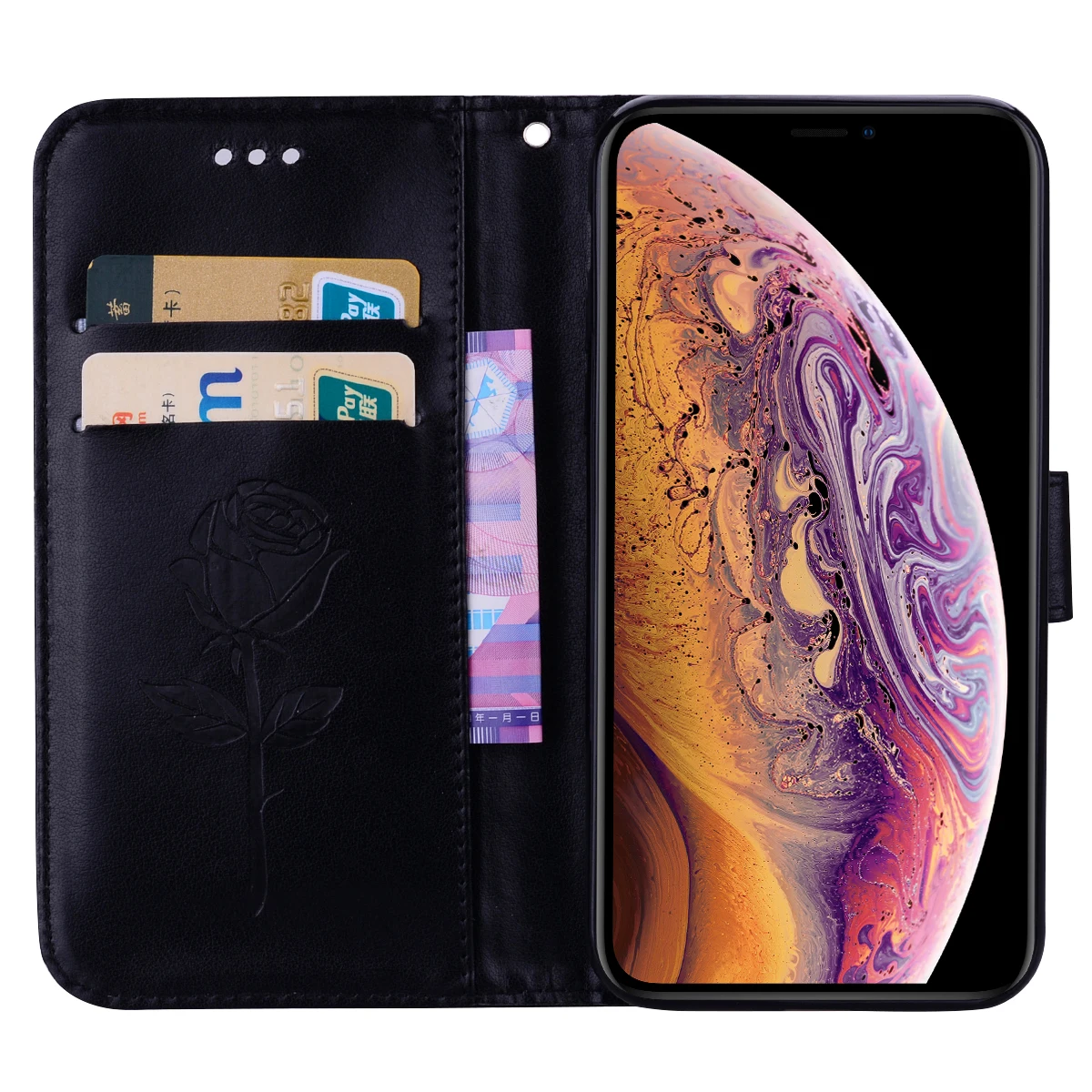 Кожаный чехол KISSCASE с объемным цветком для iPhone XS Max XR 10 X откидной крышкой 5 5S SE 6 6s 7 8