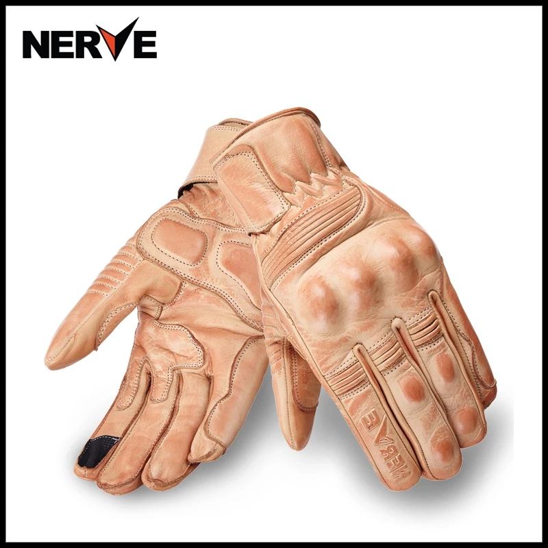 Новые нервы Ретро погоня настоящая кожа мотоциклетные перчатки мото езда