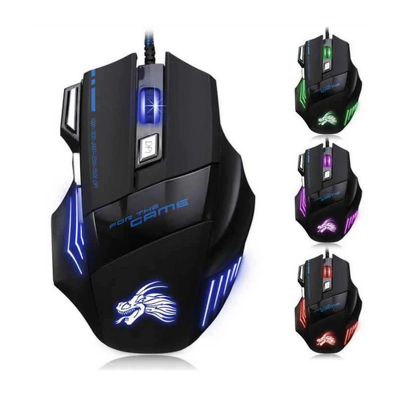 7D Проводная игровая мышь USB 5500DPI 7 кнопок светодиодный оптический