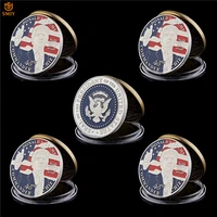 5pcslot us 45th president donald trumps smile silver plated the statue of liberty commemorative metal coin collection