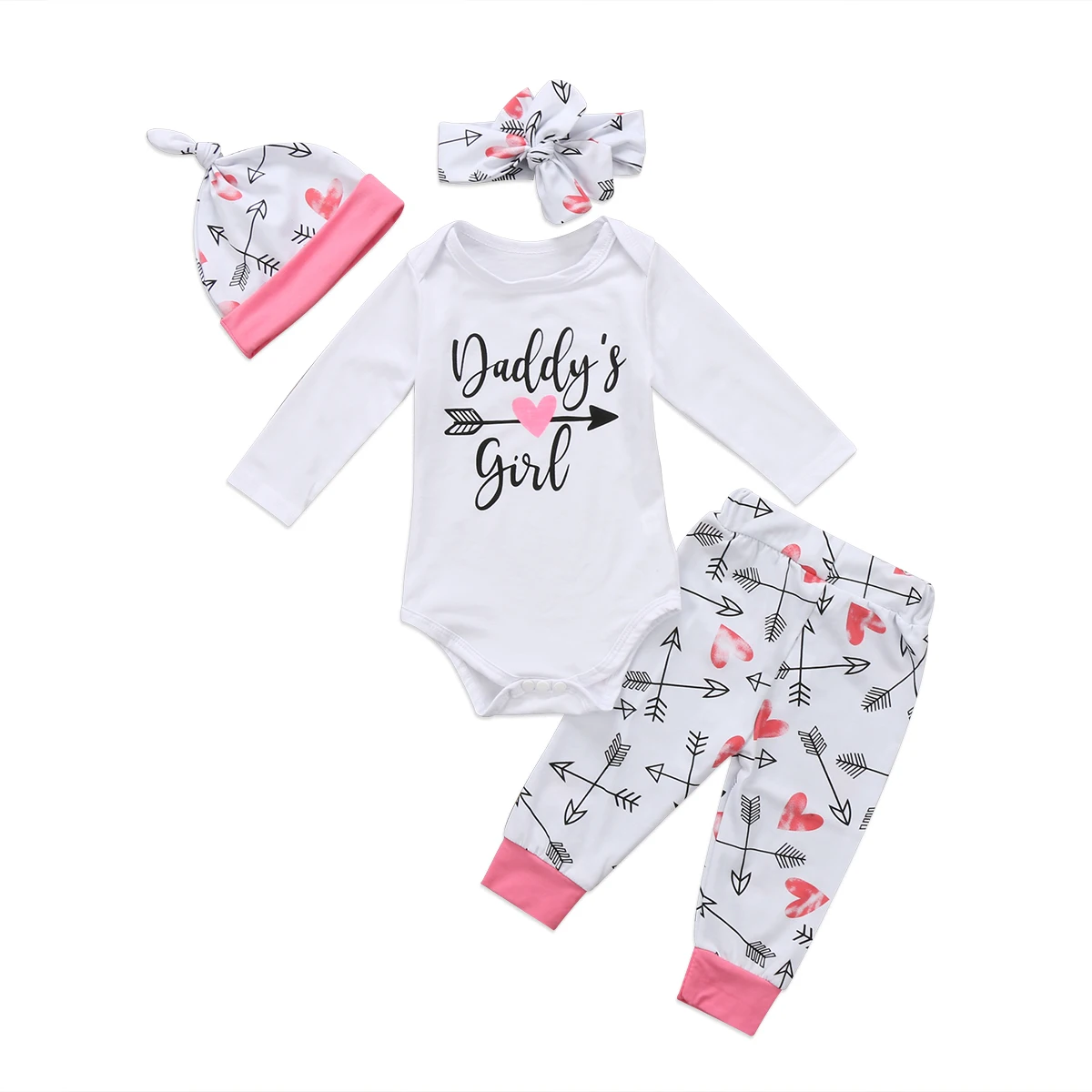 Комплекты одежды для новорожденных девочек на День святого Валентина 4 предмета