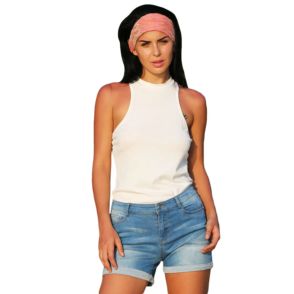 Spring Women Vest Sexy Top Sleeveless Knitted Simple Jewel Collar Knit Female Blouse Pullover Pull Femme Camis On Sale |