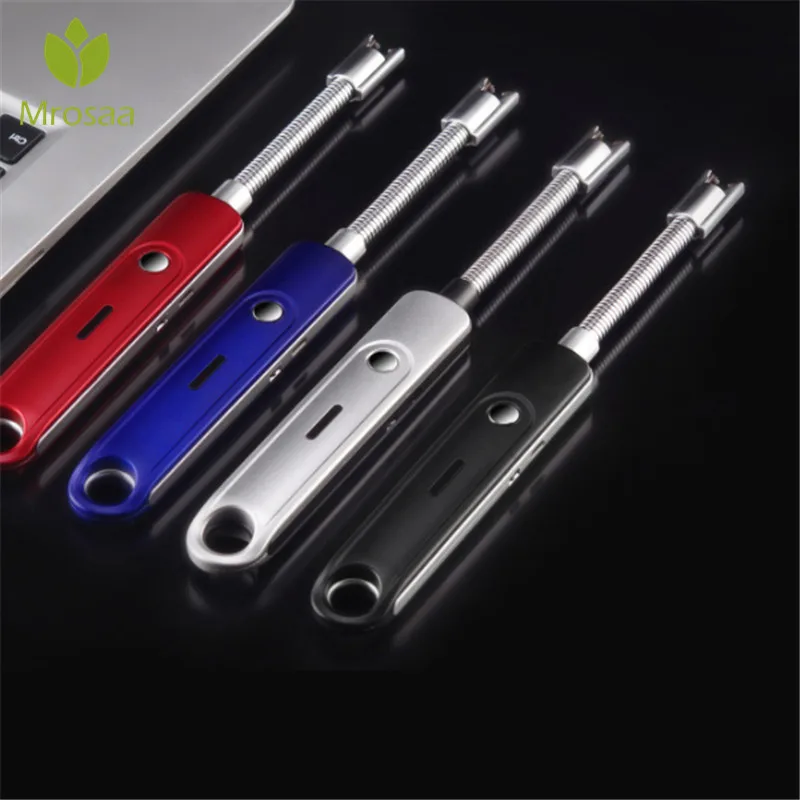 Вращение 360 USB аккумуляторная зажигалки длинные Кухня электронные Ветрозащитный