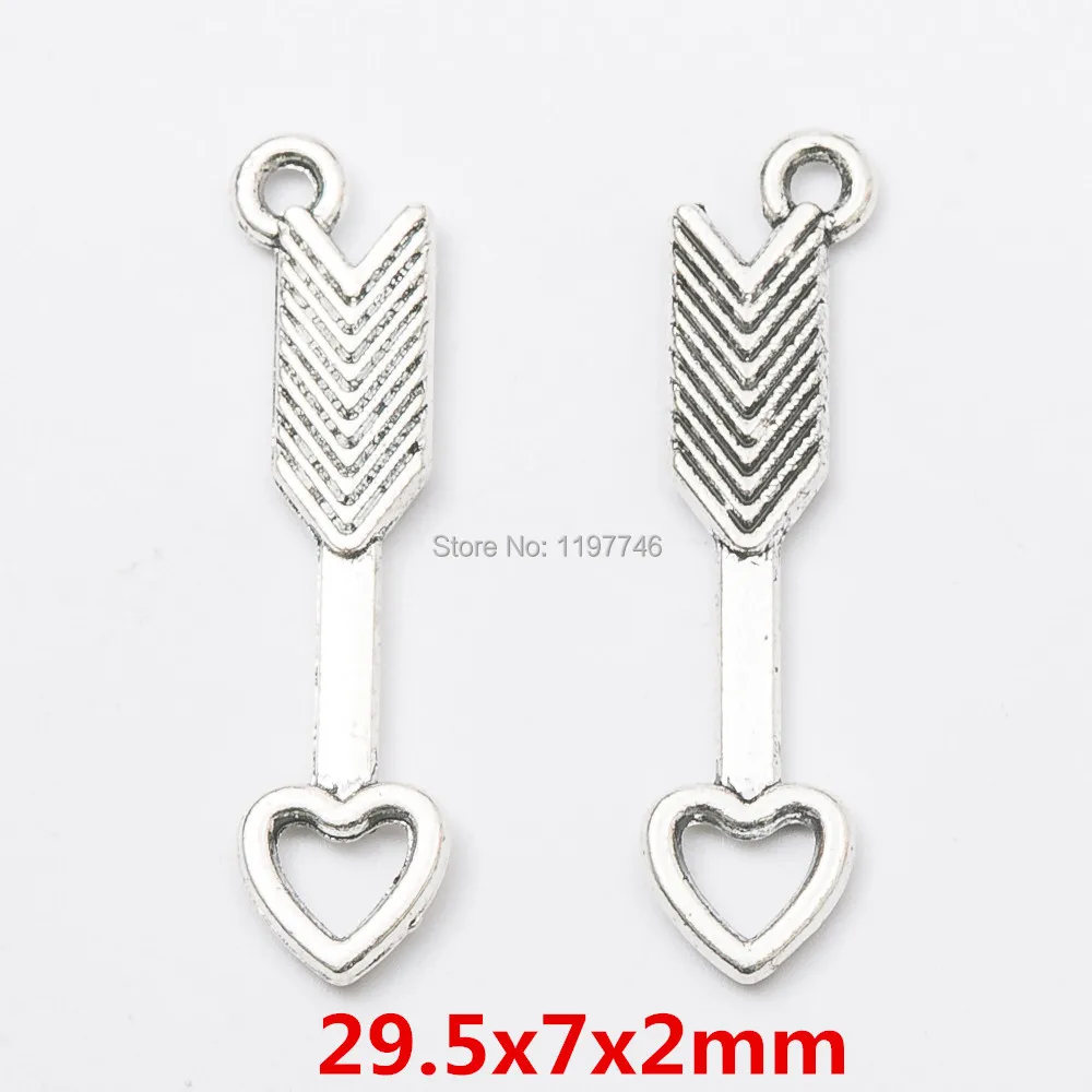 Шармы лук стрела меч Купидона кулон винтажная серебряная бижутерия для женщин