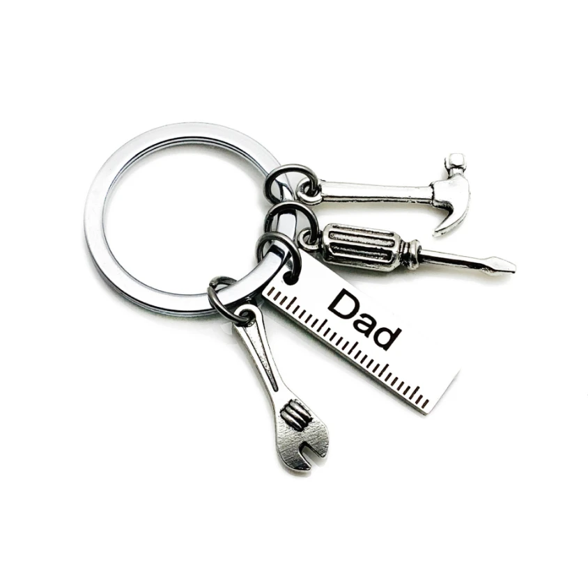 

1Set Grandpa Dad Work Tools Stain Steel Tags Key Chain For Men Father's Day Gifts Fashion Jewelry Gift