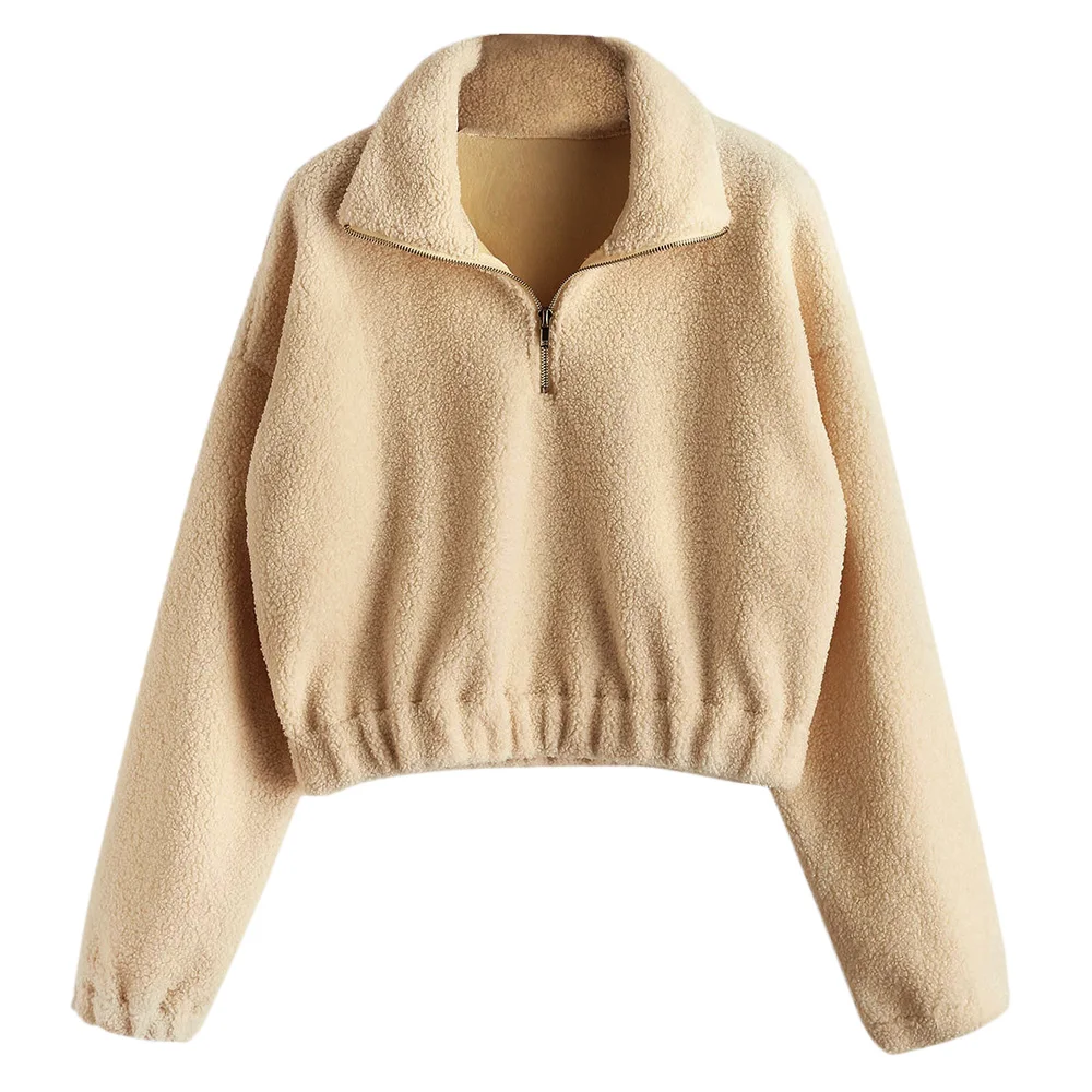 AZULINA Mock Neck плотная искусственного меха толстовка половина молния толстовки
