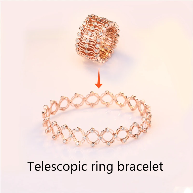 925 Silver Ring Integrated Dual-use Retractable Female Personality
Deformation Ring