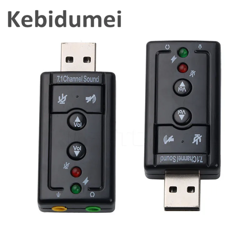 Kebidu Внешняя USB Аудио Звуковая карта Виртуальный 7 1 канал 3D динамик стерео