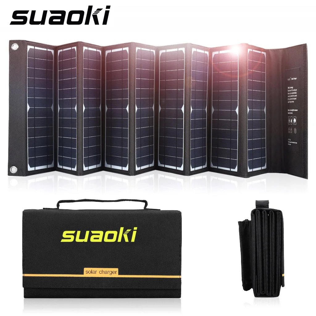 Suaoki 60W Солнечное зарядное устройство высокой эффективности 18V DC & 5V USB выход