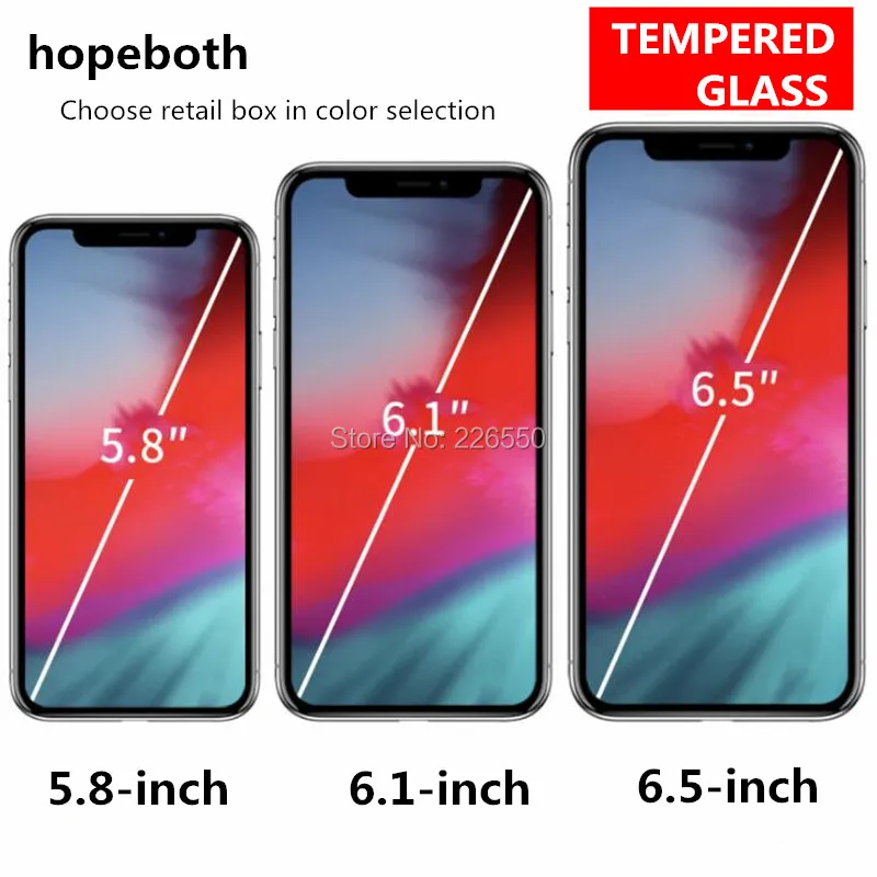

Hopeboth 100 шт. для нового iphone XS/XR/XS MAX 5,8 дюйма/6,1 дюйма/6,5 дюйма закаленное стекло для защиты экрана 2.5D 0,33 мм