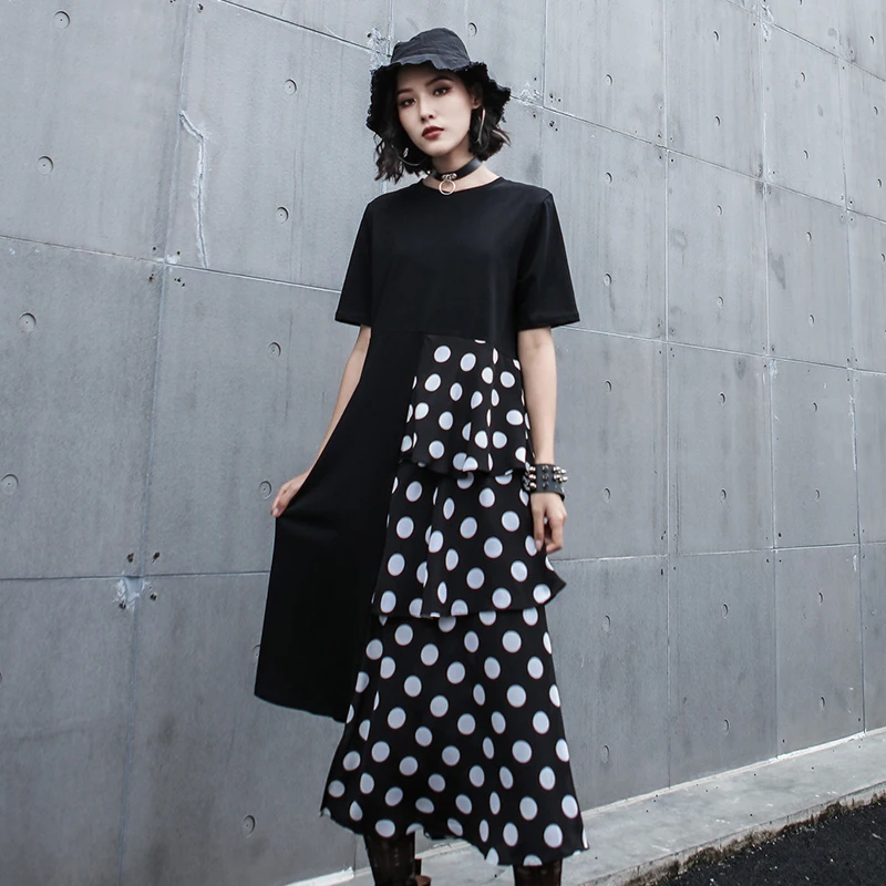 Женское платье LANMREM с коротким рукавом и принтом в горошек YH06701 | Женская одежда