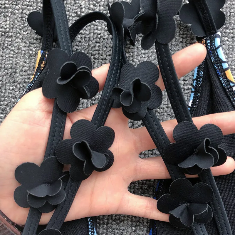 Сексуальный женский слитный купальник с 3d цветочным принтом высокой талией