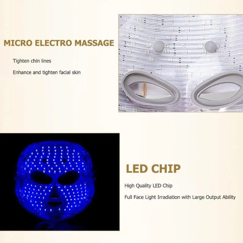 

Pro Beauty Photon LED Facial Mask Therapy 7Colors LED Therapy SPA Massage Anti Wrinkle Acne Removal Facial Skin Care